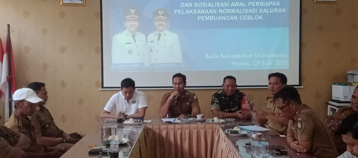 Anggota Koramil 1601 Indramayu Hadiri Rapat kordinasi dan sosialisasi awal pelaksanaan normalisasi saluran pembuangan blok ceblok