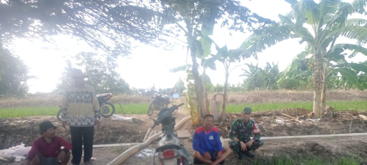 Anggota Koramil 1611 Losarang Indramayu Lakukan Komsos petani di blok Rukem Desa Puntang 