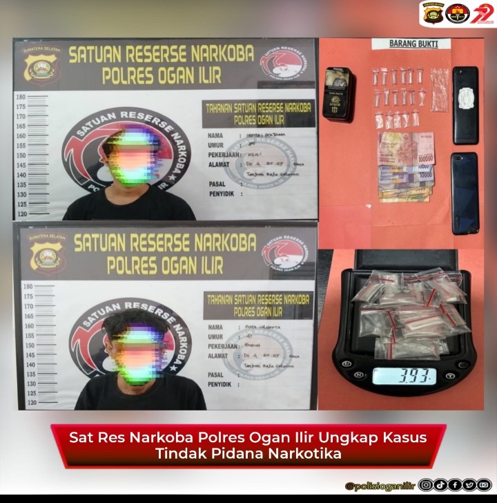 Satresnarkoba Polres Ogan Ilir kembali  Bekuk Dua tersangka Pengedar Sabu di Tanjung Raja selatan Ogan ilir*
