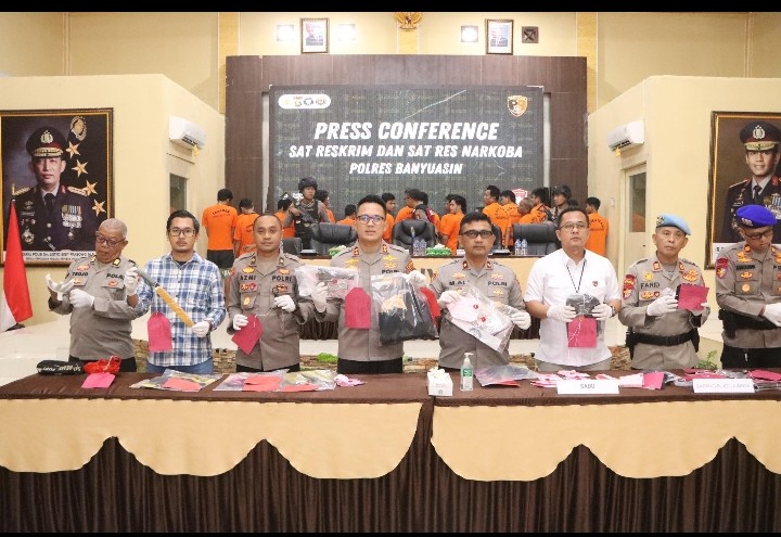 Senpi & Sabu Digulung, Polres Banyuasin Rilis Capaian Ungkap Kasus Periode Bulan Juni