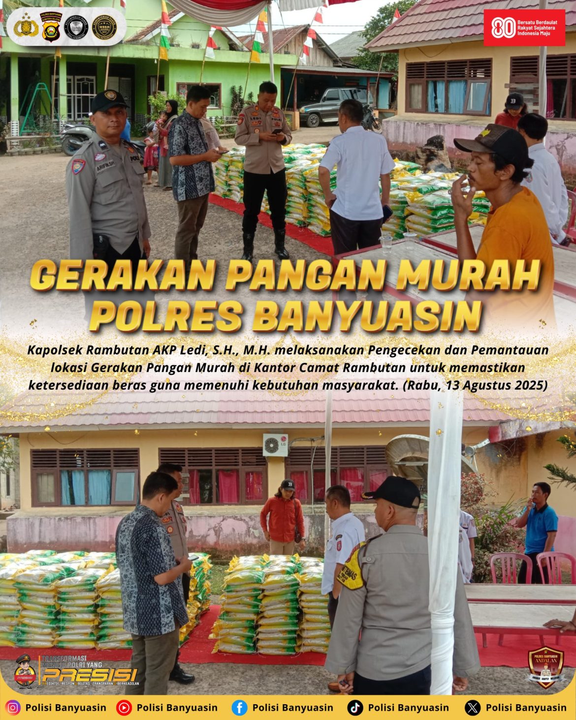 Polres Banyuasin dan Bulog Gerak Cepat Stabilkan Harga Beras dengan Gelar