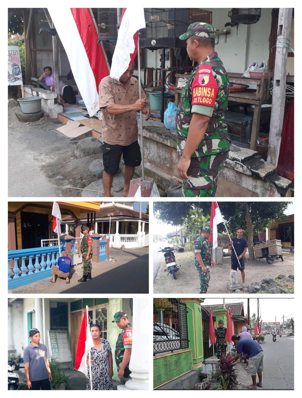 Babinsa Beserta Perangkat Desa Tlogo, Ajak Warga Kibarkan Merah Putih Sambut HUT RI ke-80, Wujudkan Semangat Nasionalisme