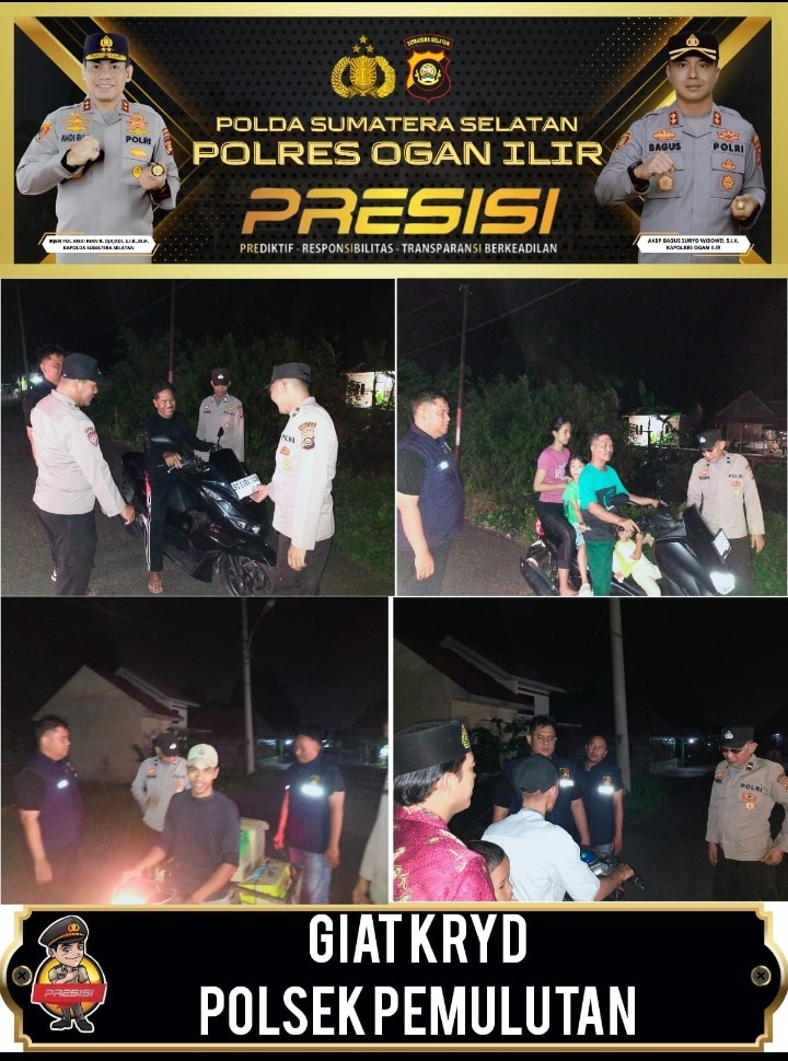 Polsek Pemulutan Kabupaten Ogan Ilir Gelar KRYD untuk Cegah Tindak Pidana 3C Dan Kejahatan Jalanan*