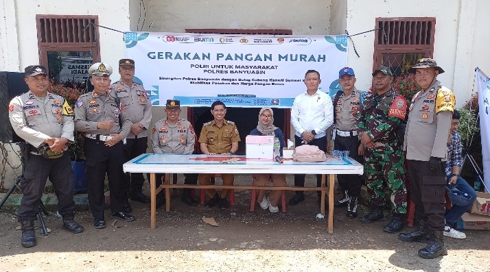 Polres Banyuasin Sukses melaksanakan Gerakan Pangan Murah Di 3 titik lokasi distribusi