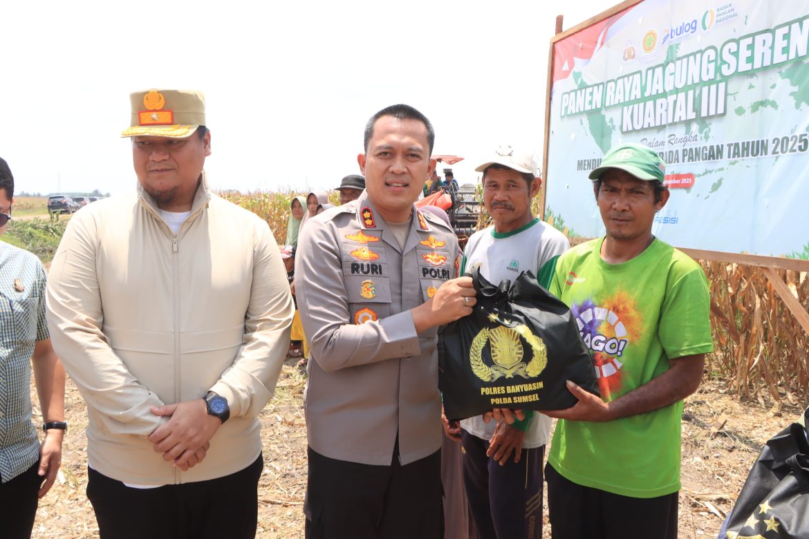 polres Banyuasin Laksanakan panen jagung serentak kuartal III untuk mendukung swasembada pangan 2025