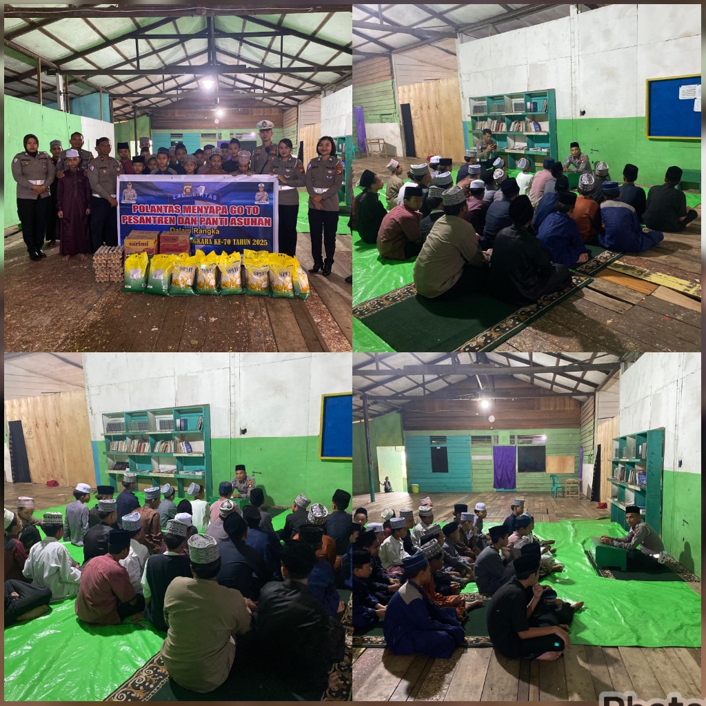 HUT Lalu Lintas Bhayangkara ke-70, Polantas Sekadau Sentuh Pesantren dengan Bantuan dan Edukasi