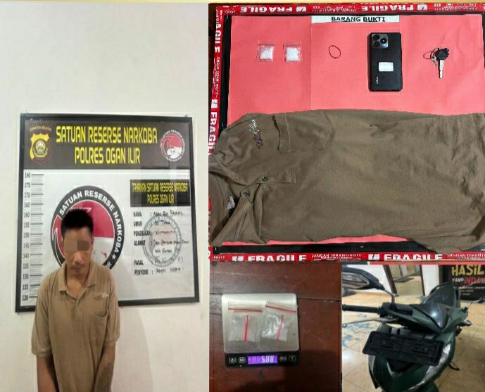 Sat Resnarkoba Polres Ogan Ilir Tangkap Pengedar Narkoba di Pemulutan, Amankan Barang Bukti Sabu 5,88 Gram