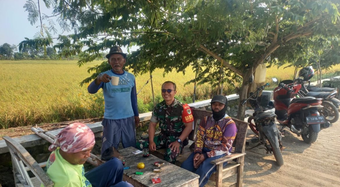 Sertu Kamsori Anggota Koramil 1601 Indramayu Melakukan Kegiatan Komsos Bersama Masyarakat Tegalurung 