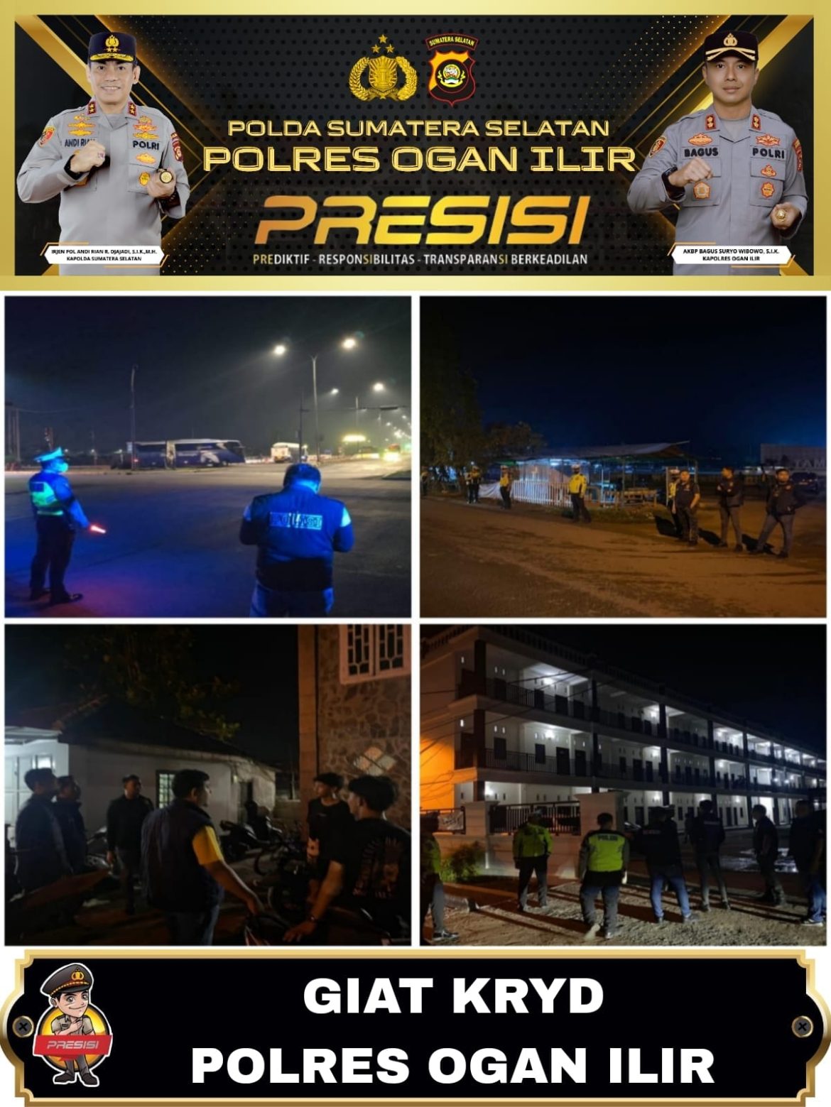 Polres Ogan Ilir Gelar Kegiatan Rutin yang Ditingkatkan (KRYD) untuk Antisipasi Gangguan Kamtibmas