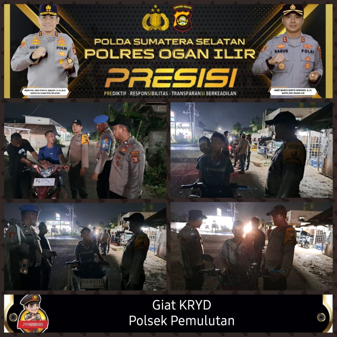 Polsek Pemulutan Gelar KRYD di Malam Hari Libur, Pastikan Situasi Kamtibmas Tetap Kondusif