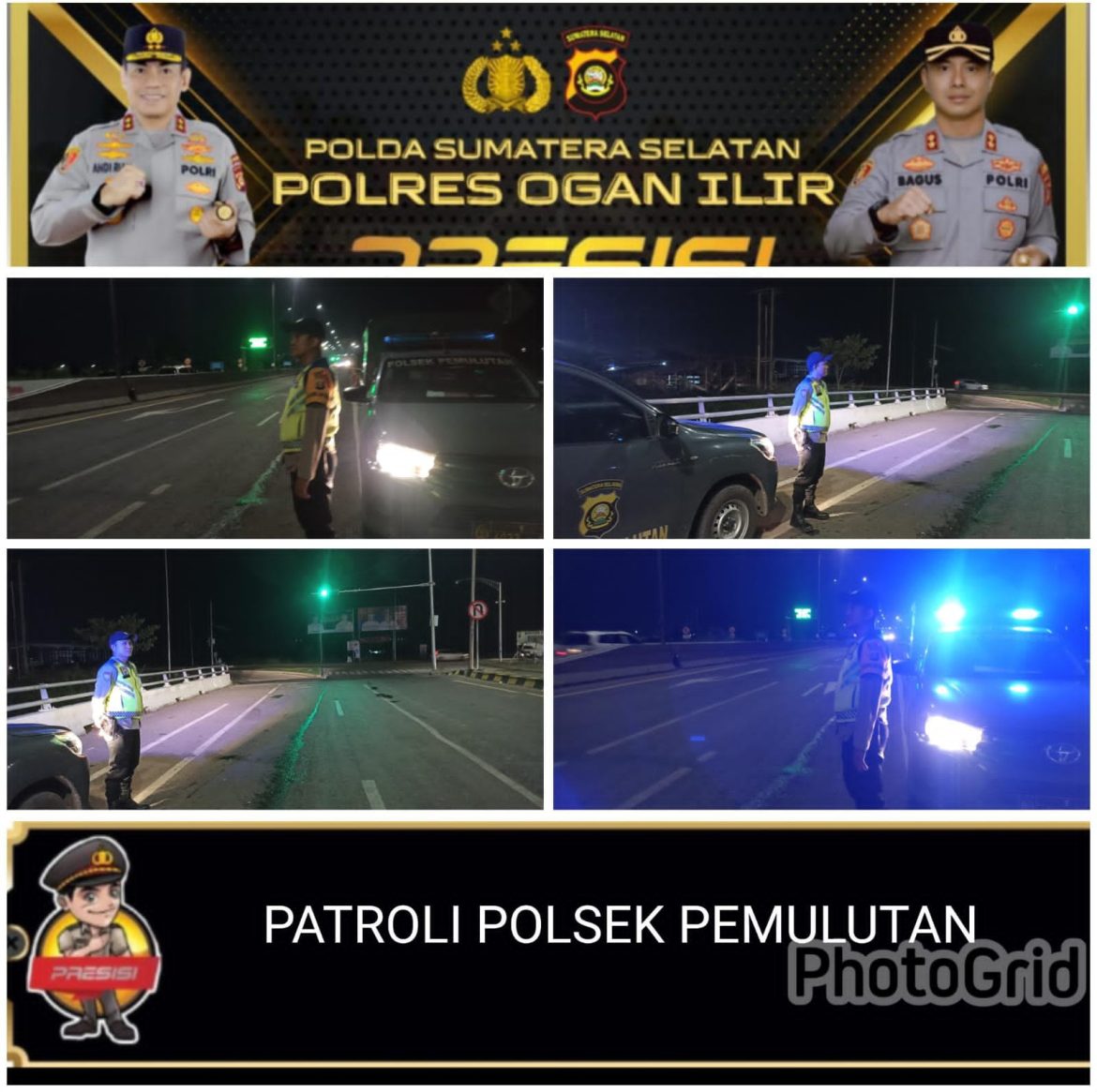 Polsek Pemulutan Polres Ogan Ilir Tingkatkan Patroli Malam Jaga Kamtibmas Tetap Kondusif