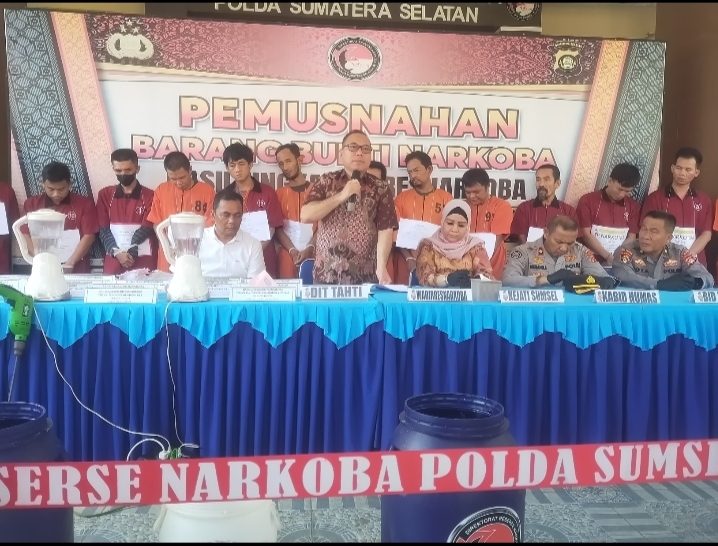 Selamatkan 31 Ribu Jiwa, Ditresnarkoba Polda Sumsel Blender Barang Bukti Narkotika