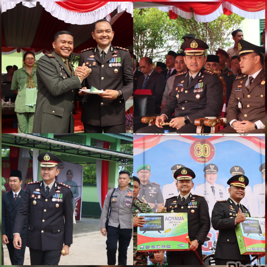 Bersama Pejabat Utamanya, Kapolres Ketapang Hadiri Pelaksanaan Upacara Peringatan HUT TNI Ke 80 Di Makodim 1203 Ketapang