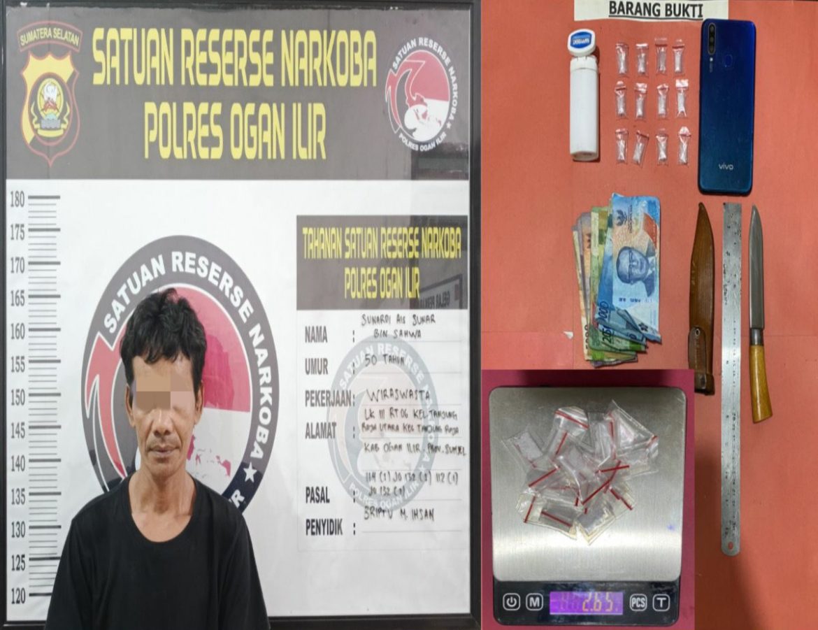 Polres Ogan Ilir Tangkap Pengedar Sabu di Tanjung Raja, Satu Pelaku Kabur