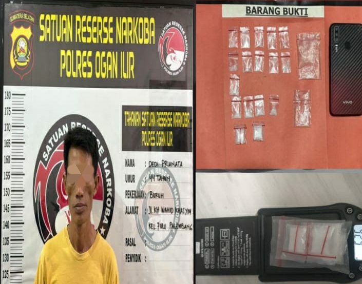 Satres Narkoba Polres Ogan Ilir Ungkap Kasus Narkotika, Amankan Pelaku Bersama Barang Bukti Shabu