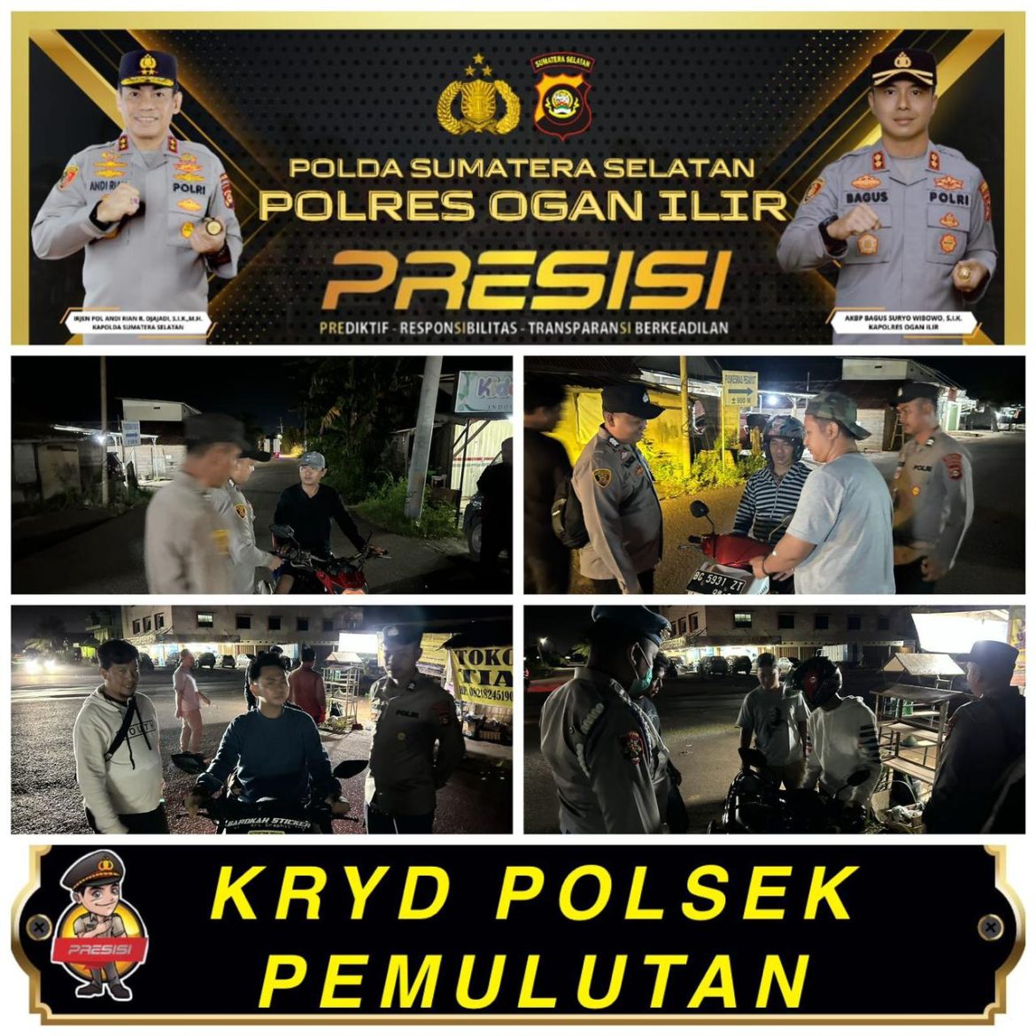 Polsek Pemulutan Ogan Ilir Gelar KRYD di Malam Hari Libur untuk Ciptakan Situasi Kamtibmas Kondusif