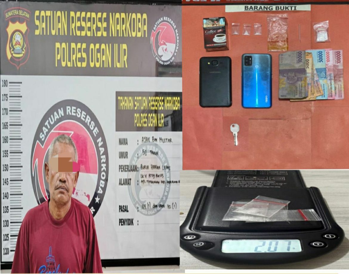 Satuan Reserse Narkoba Polres Ogan Ilir Berhasil Mengungkap Kasus Peredaran Narkotika jenis Sabu di Wilayah Indralaya Utara