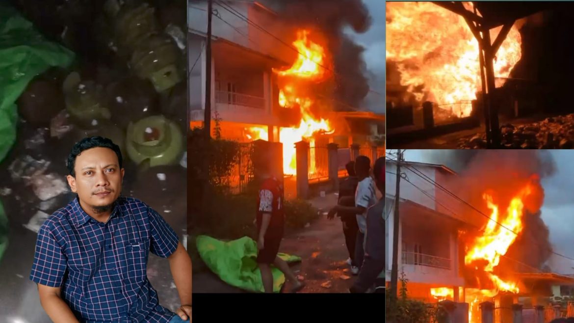 Tidak Pernah beraktivitas jual beli Gas elpiji 3 kg subsidi, Saat Terbakar Berhamburan ratusan buah tabung gas dari ruko terbakar di jalan patikrama Nanga Pinoh