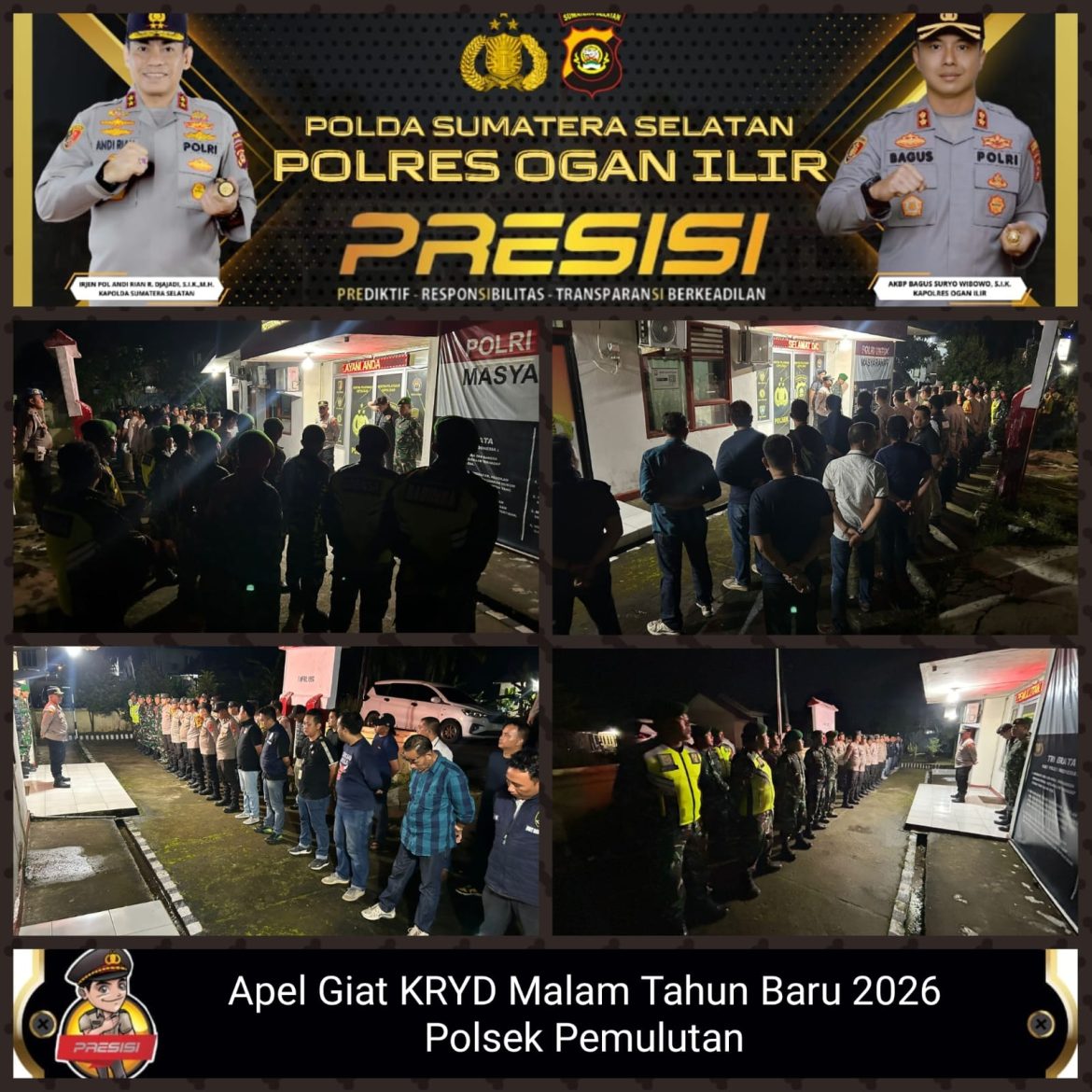 Polsek Pemulutan Amankan Malam Pergantian Tahun Baru 2025 ke 2026, Situasi Aman dan Kondusif