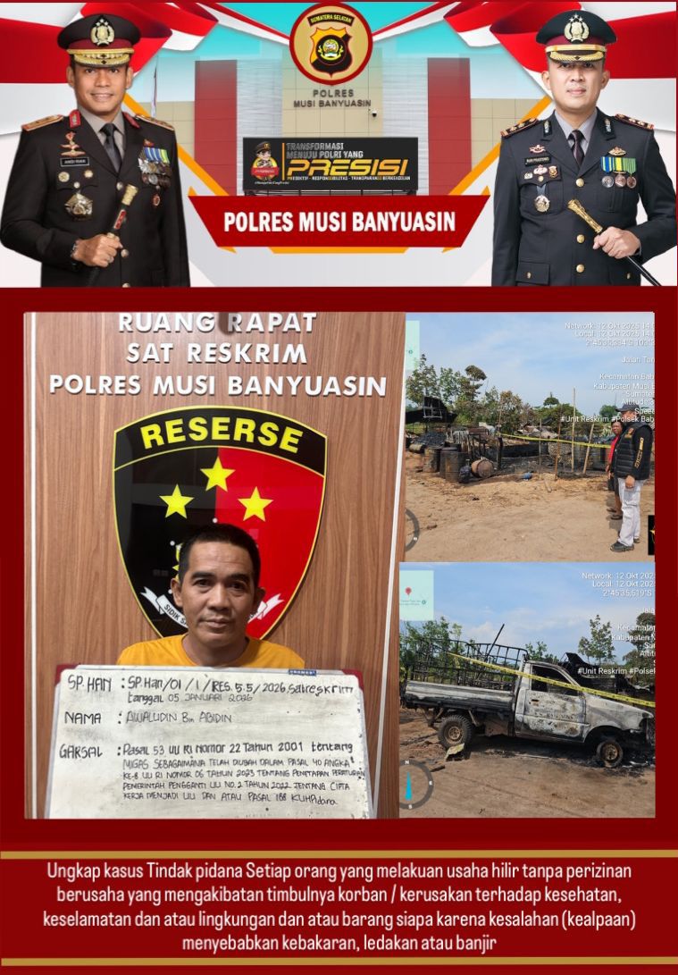 Ungkap Kasus Kebakaran Illegal Refinery, Polsek Babat Toman Amankan Satu Tersangka