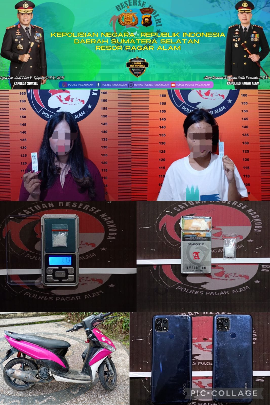 Dua Perempuan Diduga Pengedar Sabu Ditangkap Satres Narkoba Polres Pagar Alam Amankan Sabu 1.13 Gram