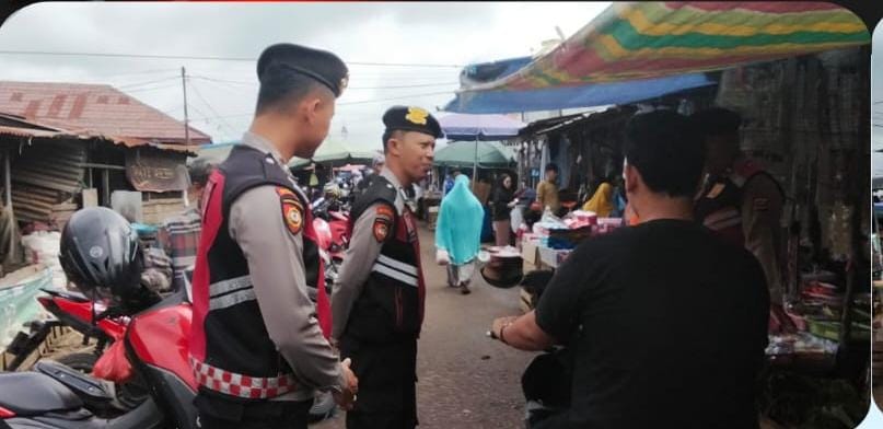 Patroli Jalan Kaki Polres Banyuasin, Wujud Kehadiran dan Pencegahan 3C di Pasar Pangkalan Balai