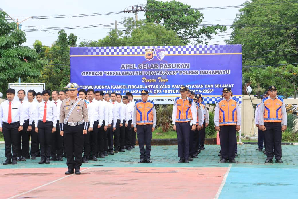 Polres Indramayu Gelar Apel Pasukan Operasi Keselamatan Lodaya 2026, Wujudkan Kamseltibcarlantas Menjelang Ramadhan