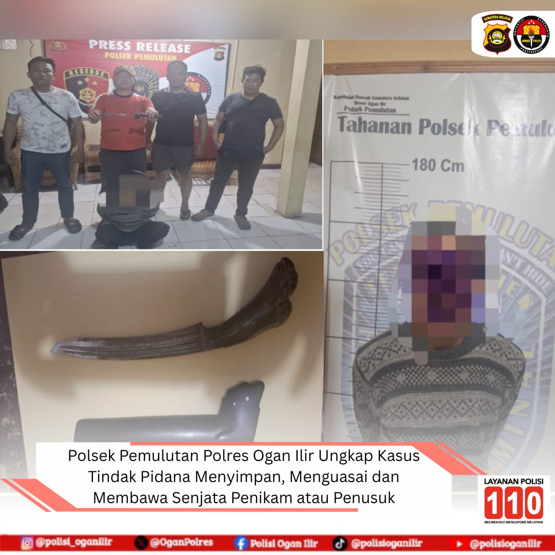 Polsek Pemulutan  Ogan Ilir Ungkap Kasus Kepemilikan Senjata Tajam di Desa Mekar Jaya