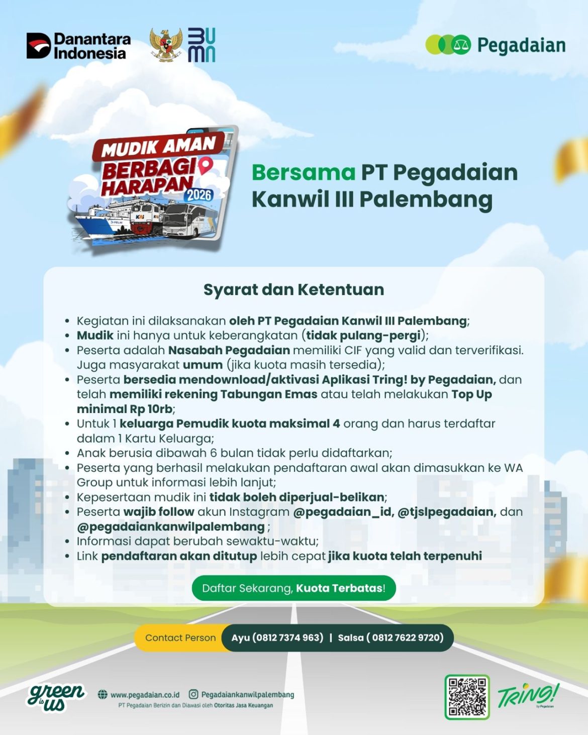 Program “Mudik Aman Berbagi Harapan 2026” Resmi Dibuka, PT Pegadaian Siapkan 6 Rute Tujuan