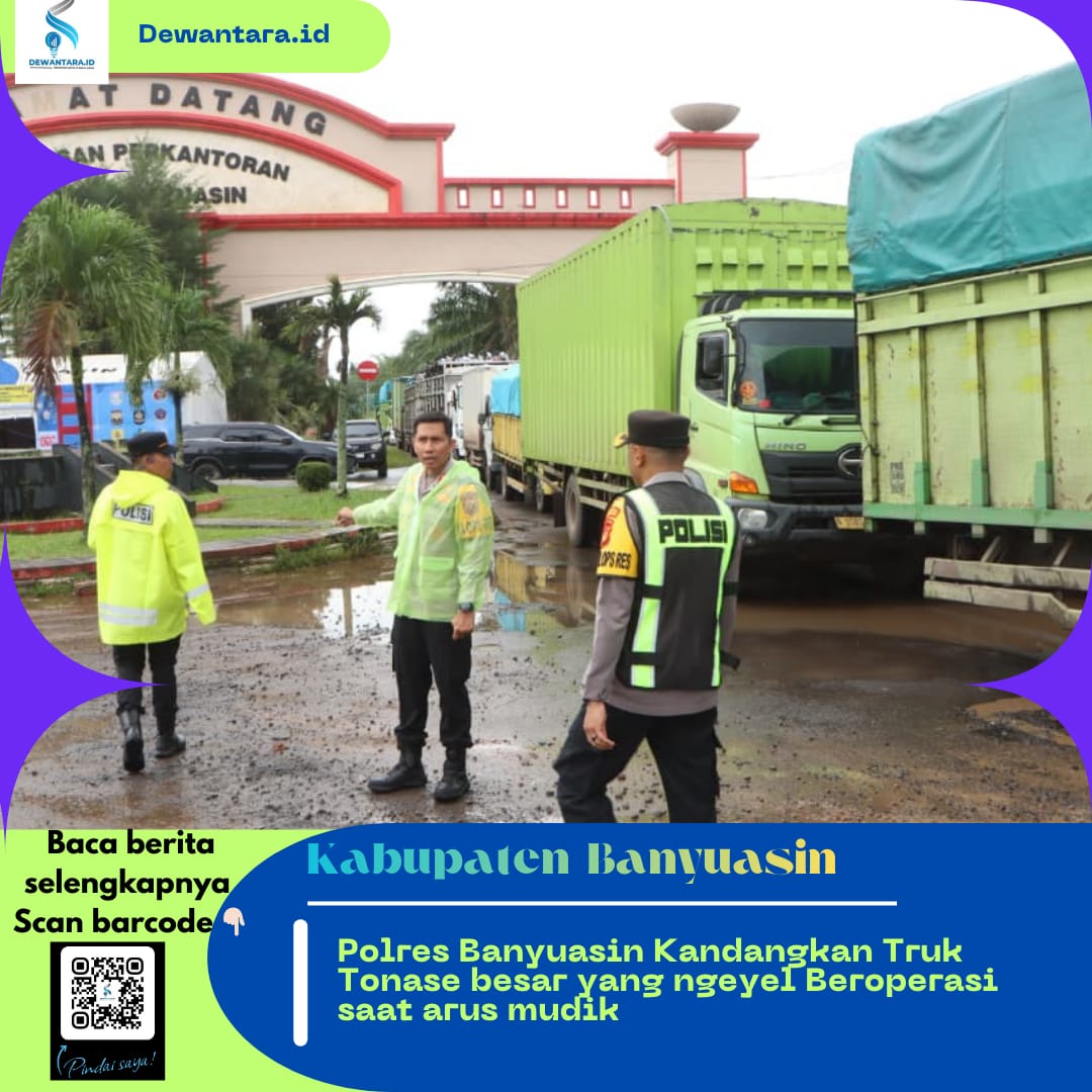 Polres Banyuasin Kandangkan Truk Tonase Besar yang Ngeyel Beroperasi di Musim Mudik