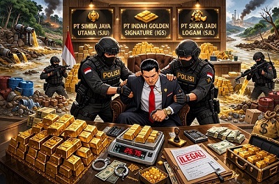 Bareskrim Bongkar Perdagangan Dan Pengolahan Emas Ilegal Pt Simba Jaya Utama Diduga Jaringan Siman Bahar.