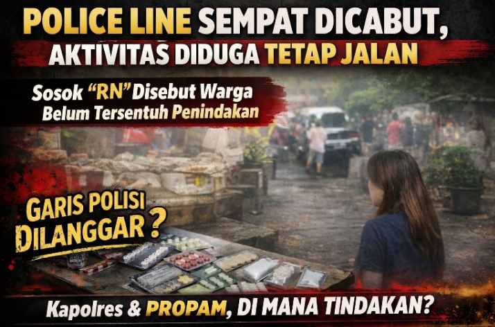 Police Line Sempat Dicabut, Aktivitas Diduga Tetap Jalan — Sosok “RN” Disebut Warga Belum Tersentuh Penindakan