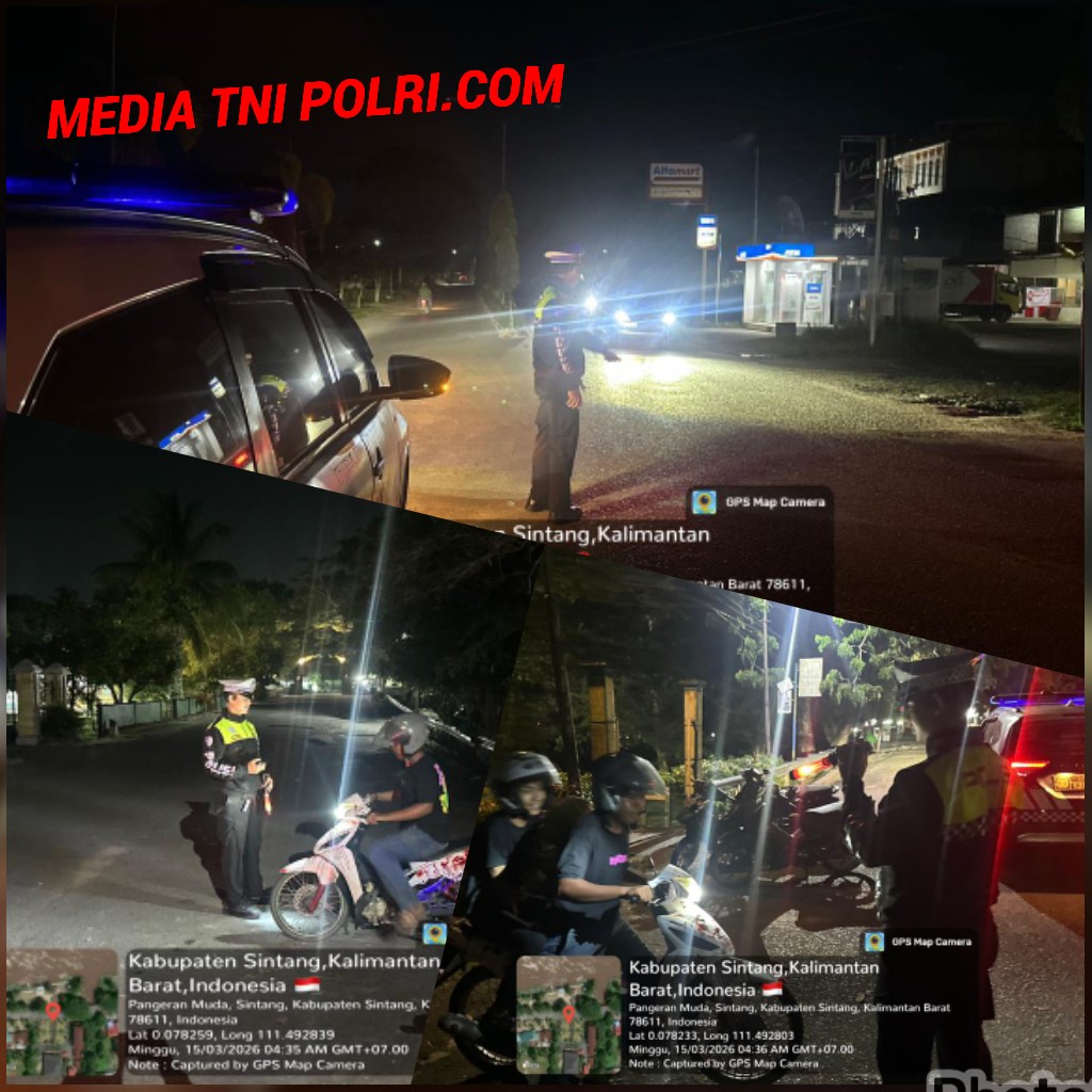 Satgas Kamseltibcarlantas Polres Sintang Laksanakan Patroli Subuh Antisipasi Balap Liar di Kawasan Tugu BI