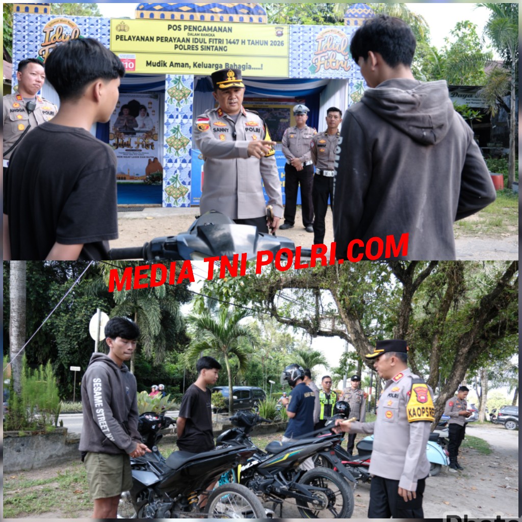 Kapolres Sintang Beri Teguran dan Penindakan Pengendara Knalpot Brong Saat Cek Pos Tugu Jam