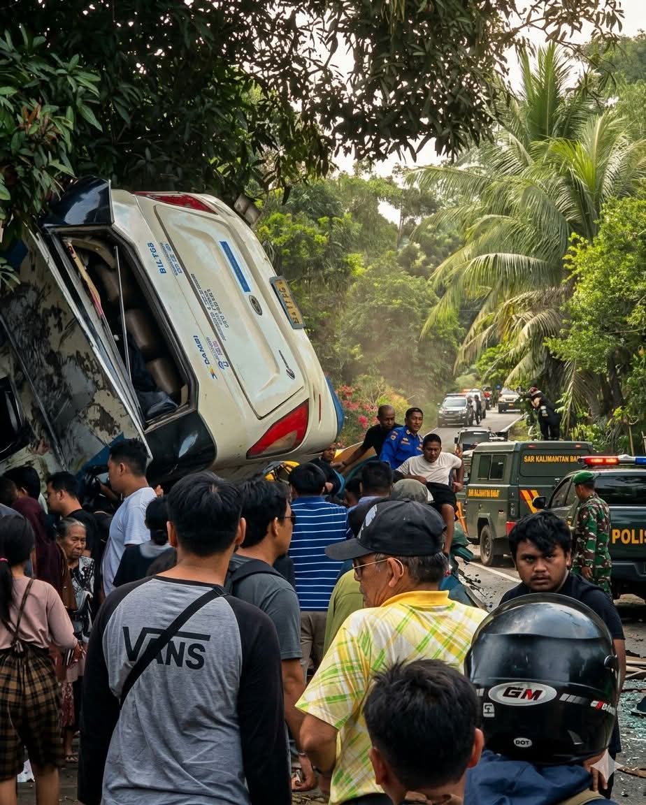TRAGIS! Bus Damri Sintang-Pontianak Terjungkal di Penyeladi, Penumpang Terhimpit dan Luka Parah