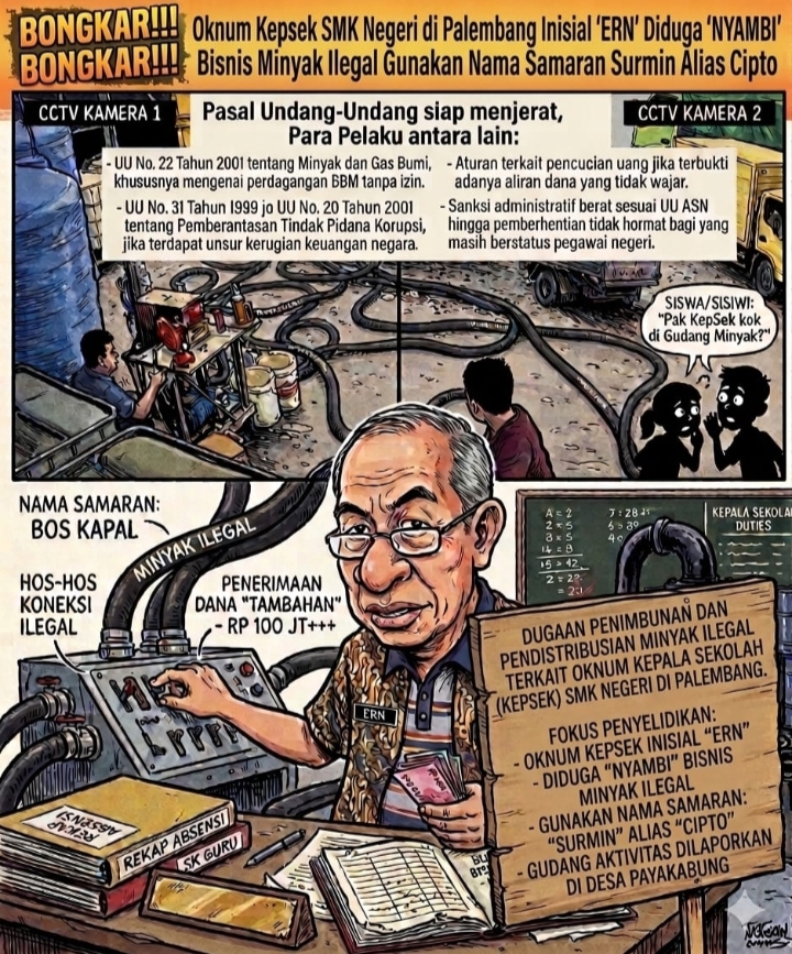 BONGKAR! Kepala Sekolah SMKN Palembang Diduga “NYAMBI” Bisnis BBM ILEGAL, Gunakan Nama Samaran Surmin Alias Cipto