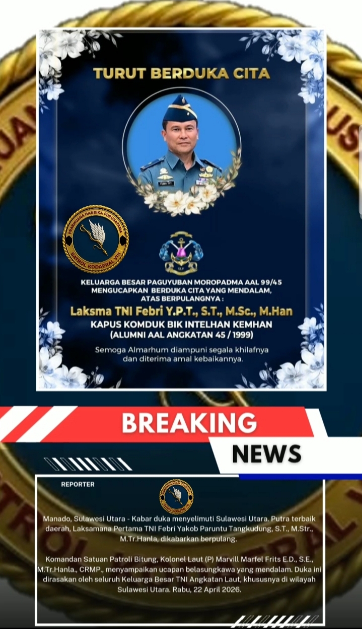 Dansatrol Bitung Sampaikan Belasungkawa atas Berpulangnya Laksma TNI Febri Yakob Paruntu