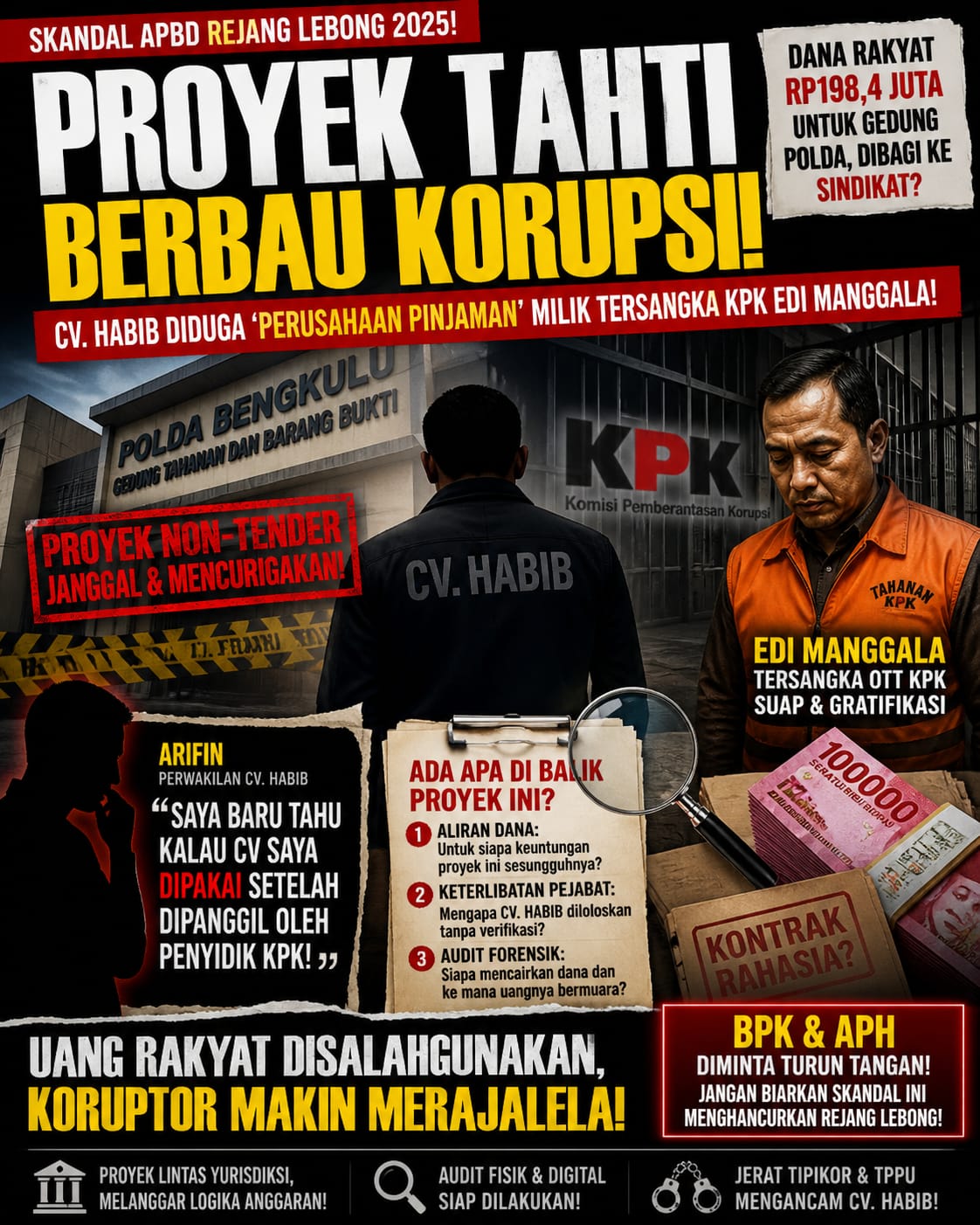 Skandal Lapis Kedua: Proyek Gedung Tahti Polda Gunakan “Perusahaan Pinjaman” Milik Tersangka KPK Edi Manggala? CV. HABIB Mulai Bernyanyi!