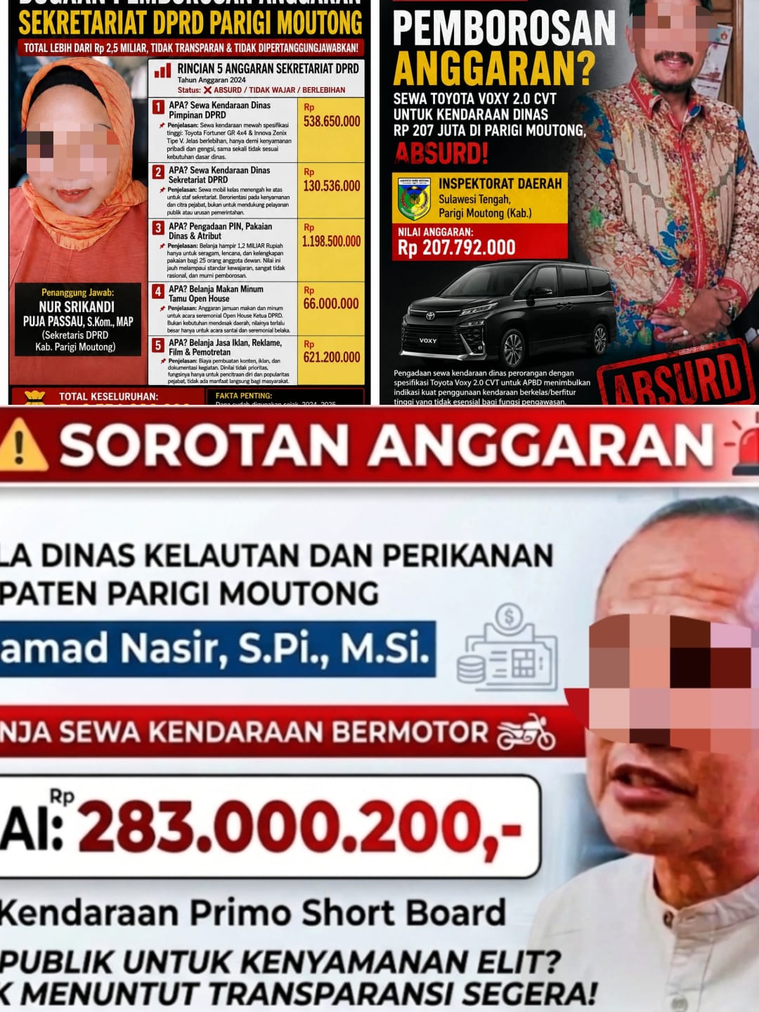 SKANDAL RAKSASA PARIGI MOUTONG: ANGGARAN RATUSAN MILIAR DIHABISKAN UNTUK KENYAMANAN PEJABAT, MOBIL BEKAS DIHARGA 2,4 M