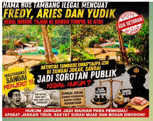 Diduga Ada Keterlibatan F, A dan Y dalam Aktivitas Tambang Emas Ilegal di Sungai Jokok.