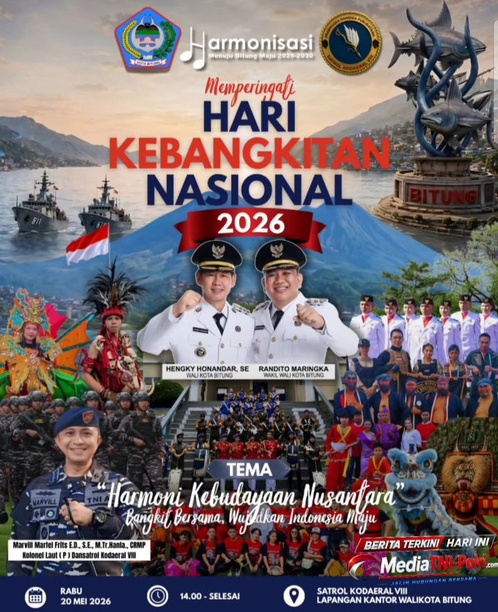 Semangat Kebangkitan Nasional Dalam Harmoni Kebudayaan Nusantara, Satrol Kodaeral VIII Gelar Peringatan Harkitnas 2026 di Bitung