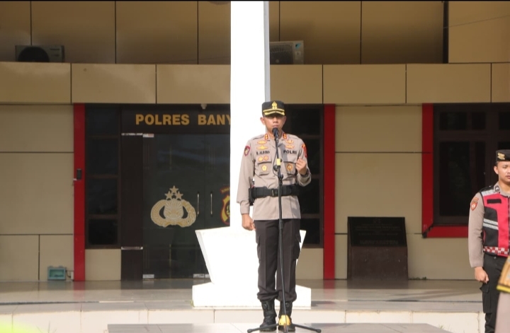 Polres Banyuasin Gelar Apel Pagi, Kapolres Ajak Personel Tingkatkan Kewaspadaan dan Jauhi Narkoba