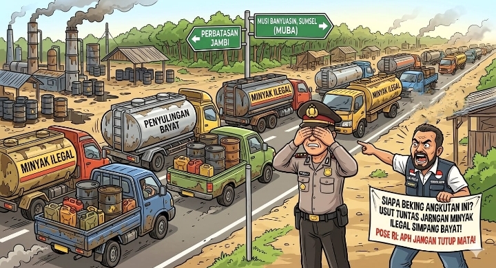 Bebas Keluar Masuk Muba-Jambi, Siapa Pemegang Koordinasi Angkutan Minyak Ilegal Simpang Bayat?