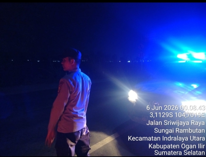 ANTISIPASI KEJAHATAN BEGAL PADA JAM RAWAN DI JALAN LURUS PALEMBANG–INDRALAYA, POLSEK PEMULUTAN GELAR  PATROLI MALAM