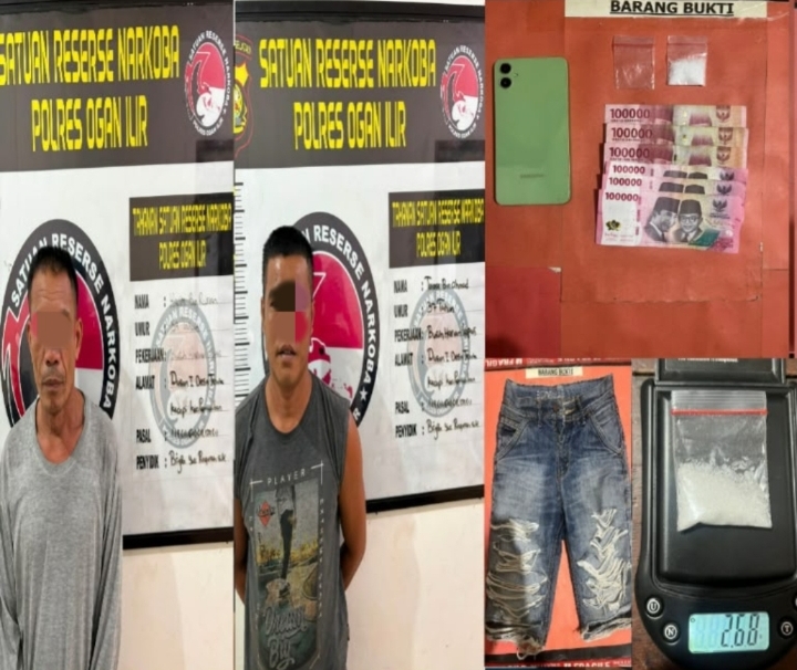 Team Gabungan Satresnarkoba Polres Ogan Ilir dan Unit Reskrim Polsek Pemulutan Gasak Dua Terduga Pengedar Sabu Di Desa Teluk Kecapi,Kecamatan Pemulutan