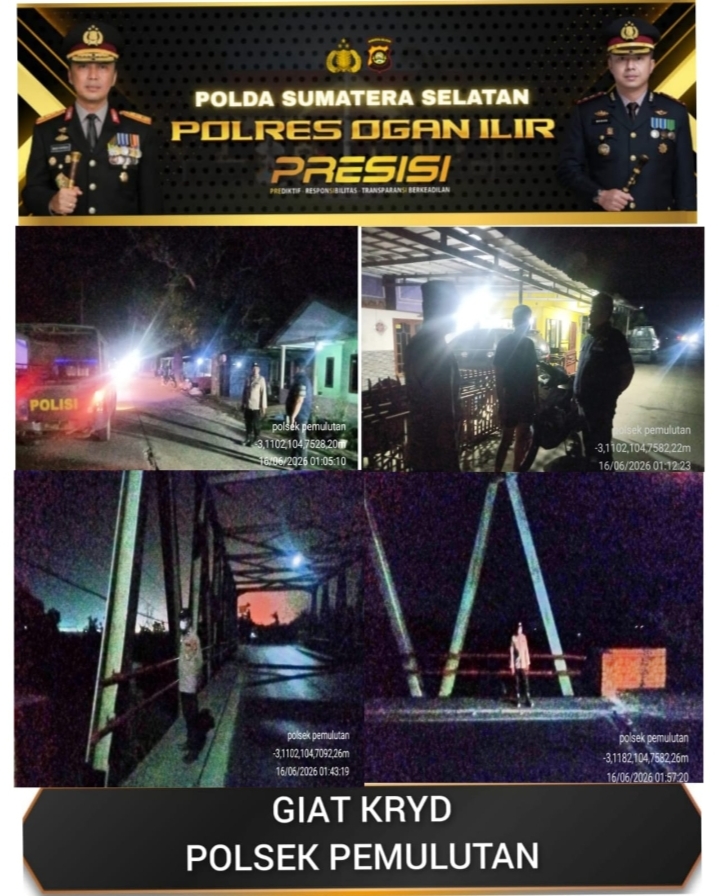 Antisipasi Begal Motor di Sepanjang Jalan Lurus Jembatan Kurung, Polsek Pemulutan Intensifkan Patroli Dini Hari dan Sampaikan Himbauan Kamtibmas kepada Masyarakat