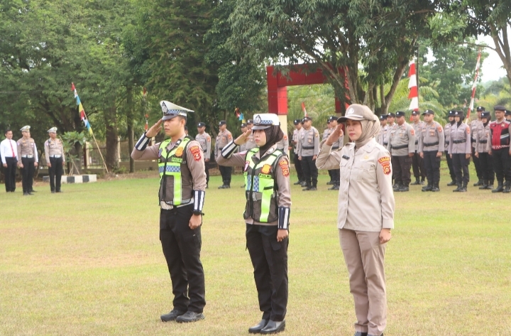 Apel Pagi Polres Banyuasin, Personel Diingatkan Tingkatkan Disiplin dan Pelayanan Masyarakat