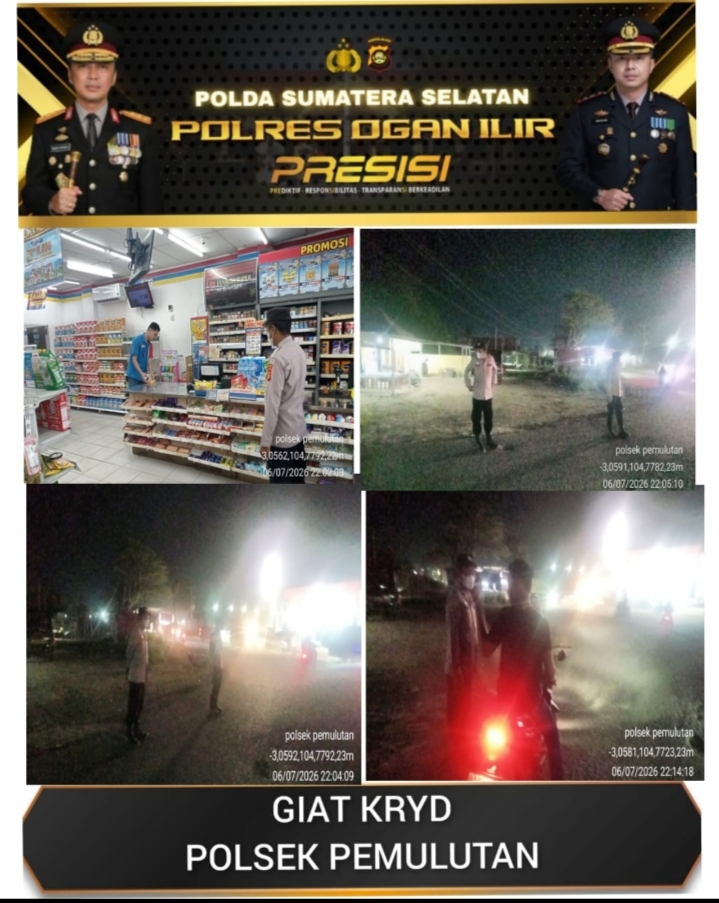 Patroli dan Strong Point, Polsek Pemulutan Intensifkan Upaya Antisipasi Gangguan Kamtibmas