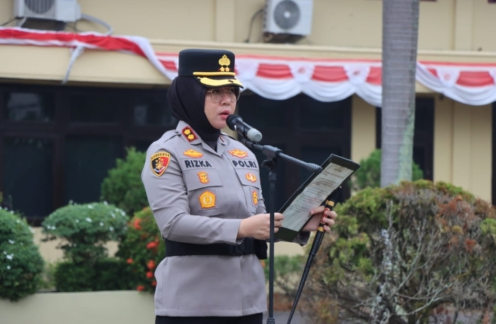 Apel Perdana, Kapolres Ogan Ilir AKBP Rizka Aprianti .SH.,S.I.K.,MH.Tekankan Disiplin, Profesionalisme, dan Pelayanan Prima