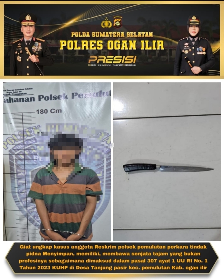 Polsek Pemulutan Amankan Pemuda Pembawa Senjata Tajam Saat Diduga Hendak Melakukan Pencurian